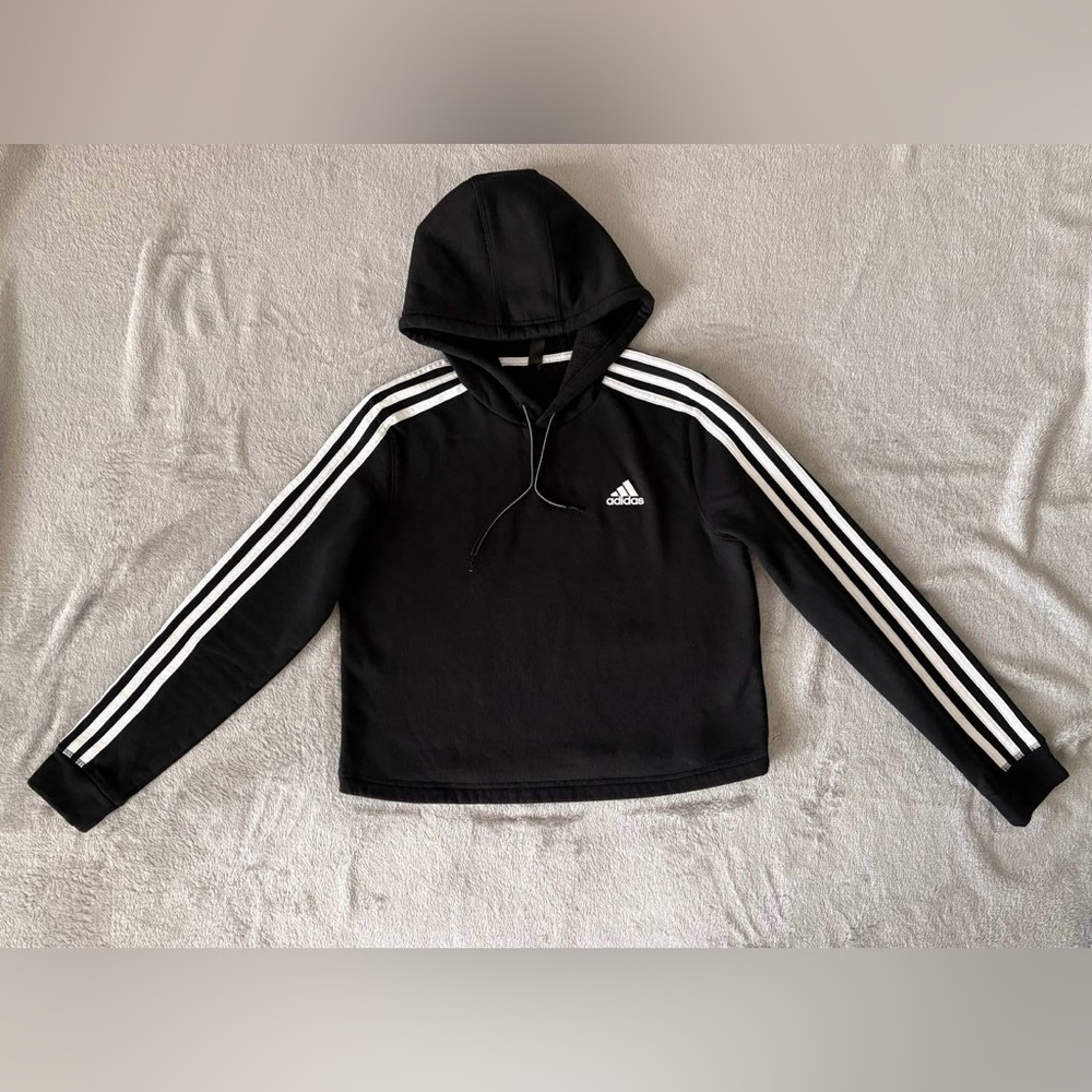 Adidas Black Cropped Hoodie